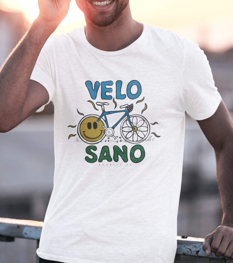 VELO SANO Yellow Smile Bike Sun Motif T-Shirt