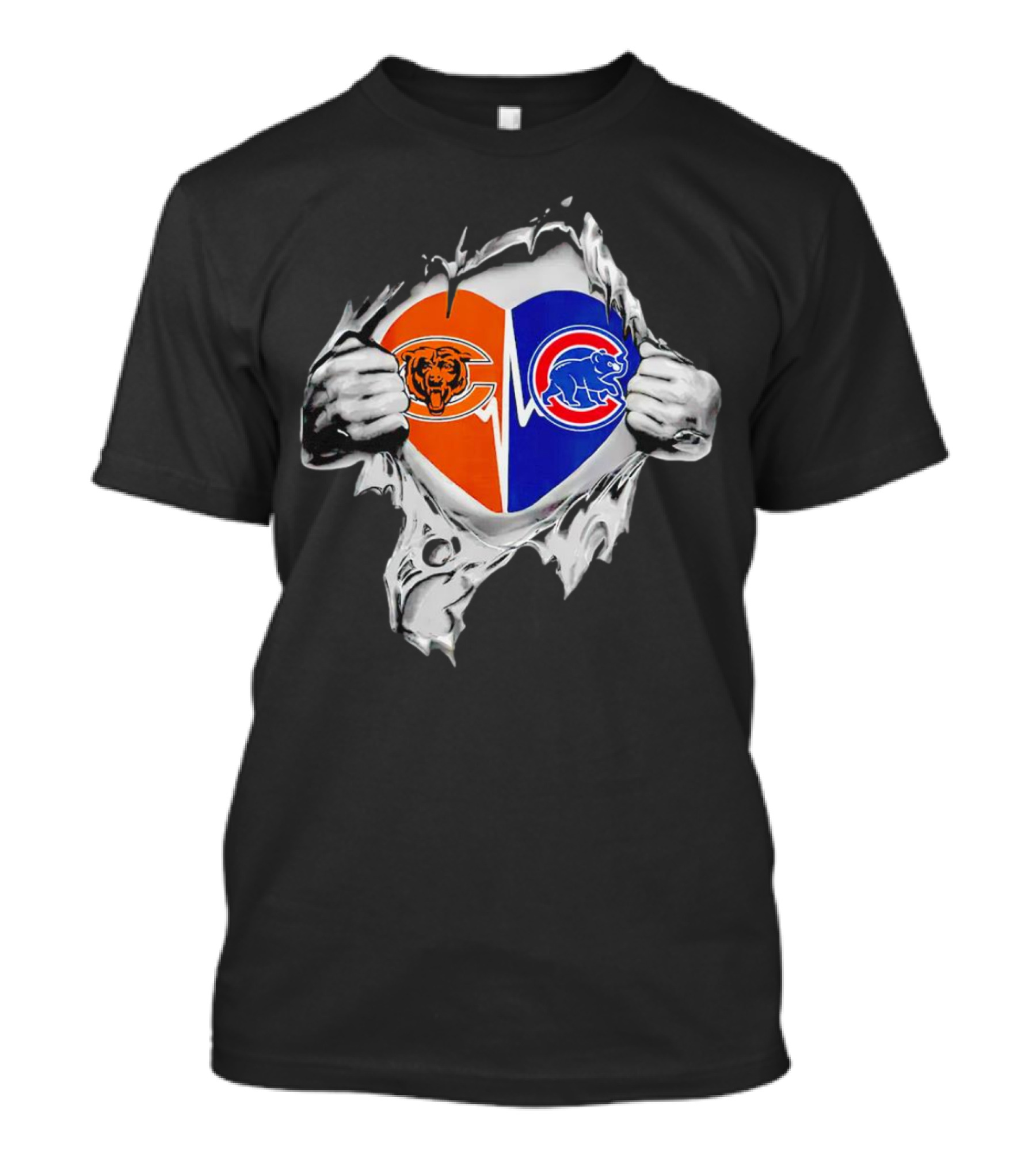 Chicago Bears Cubs Heart Burst T-Shirt