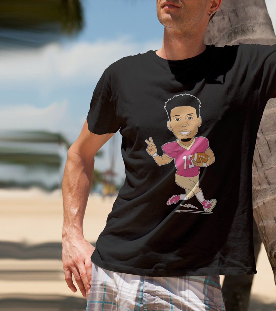 Jordan Travis Cartoon Character Football Peace Sign T-Shirt