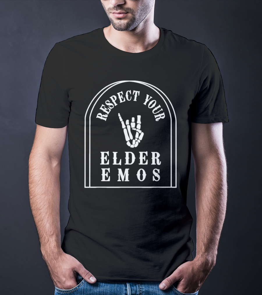 RESPECT YOUR ELDER EMOS Skeleton Hand Gesture T-Shirt
