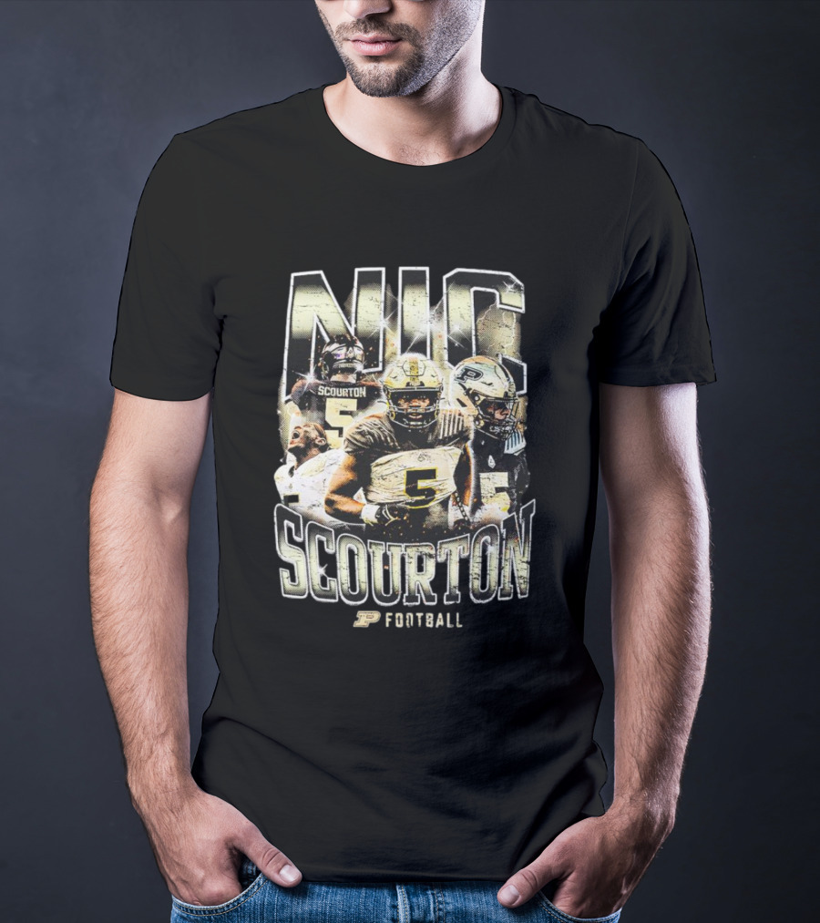 Nic Scourton Purdue Football Vintage Boilermakers Players Montage T-Shirt