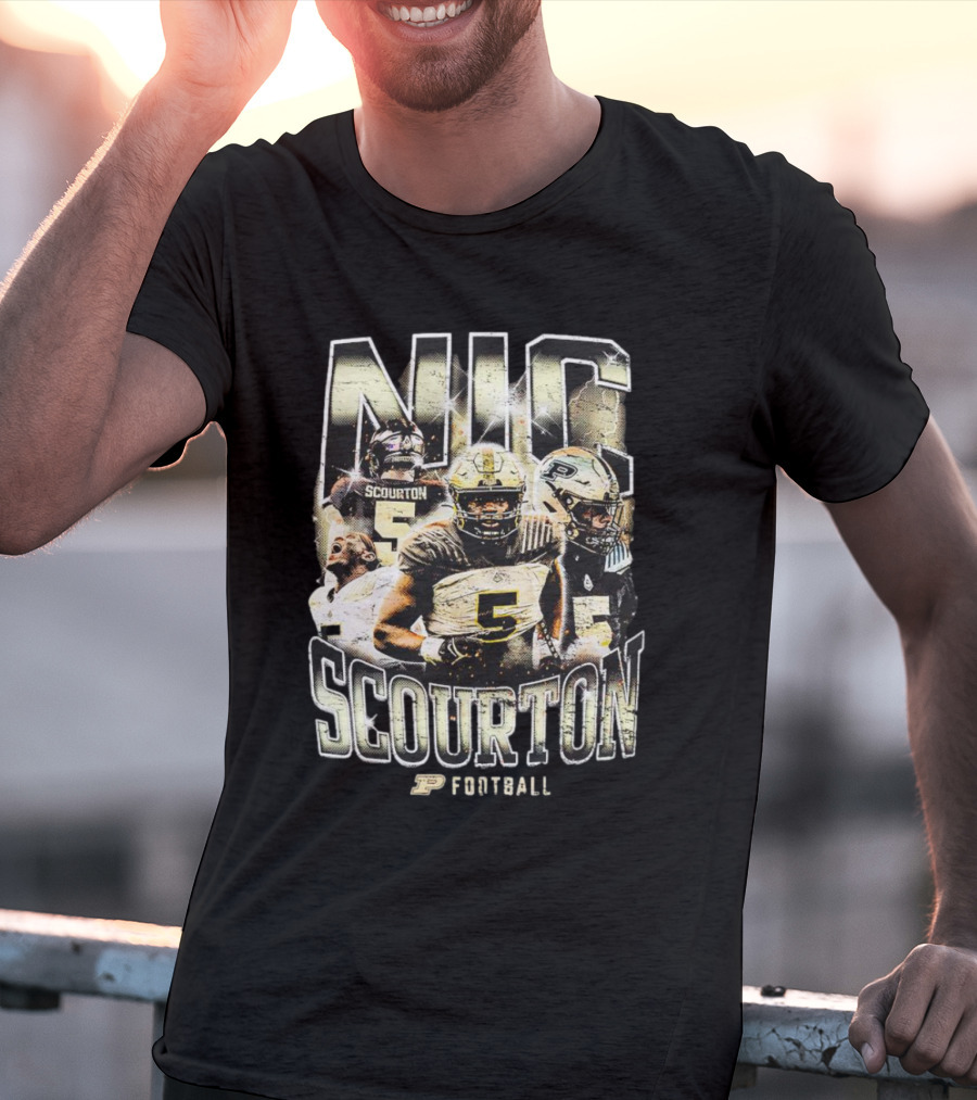 Nic Scourton Purdue Football Vintage Boilermakers Players Montage T-Shirt
