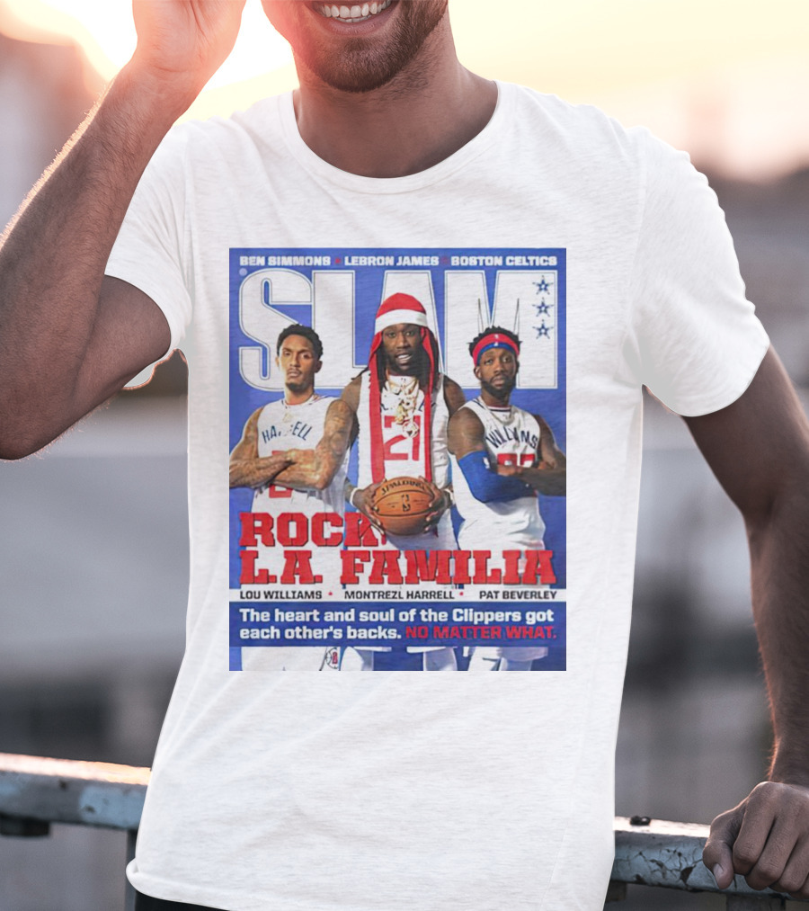 Slam Rock LA Familia Lou Williams Montrezl Harrell Pat Beverley Clippers T-Shirt