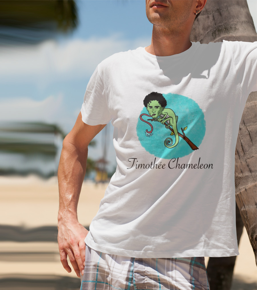 Timothée Chameleon With Green Lizard And Curled Tongue T-Shirt