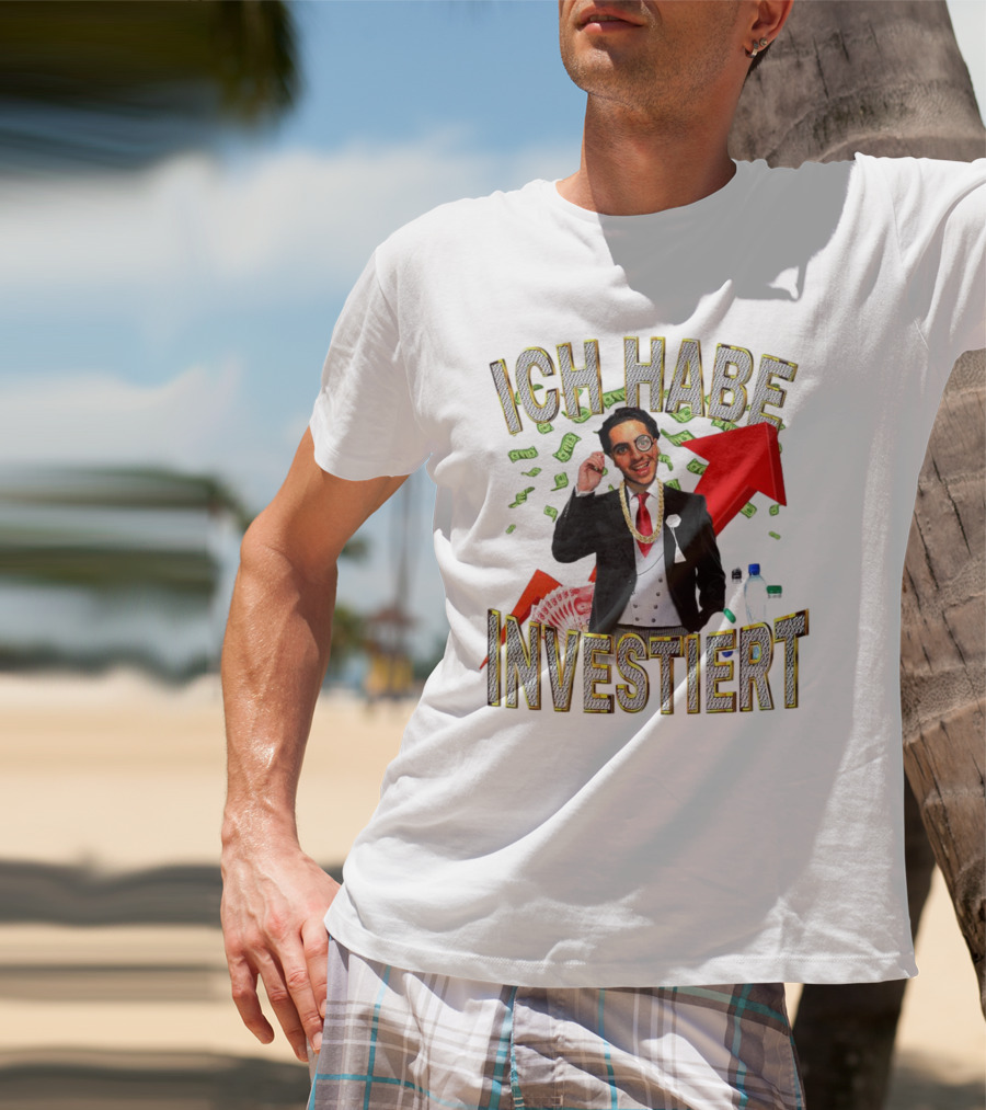 Ich Habe Investiert Money Business Success Visual With Red Arrow And Wealth Elements T-Shirt