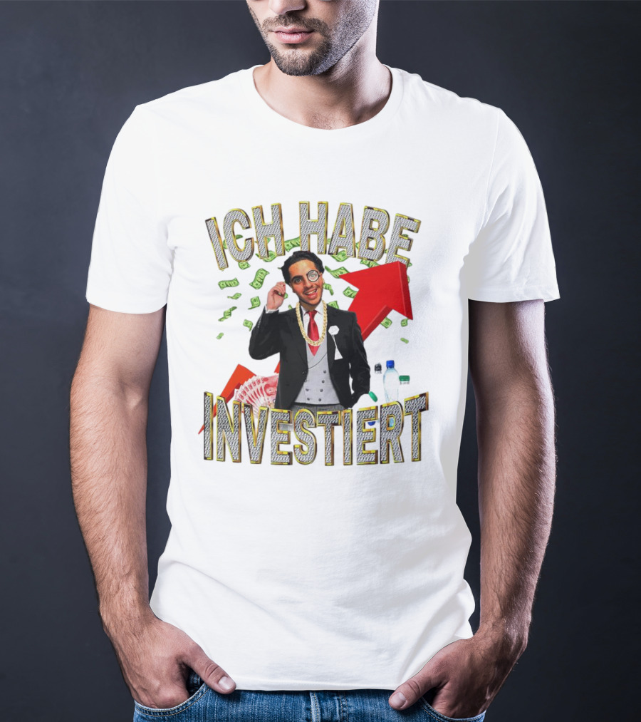 Ich Habe Investiert Money Business Success Visual With Red Arrow And Wealth Elements T-Shirt