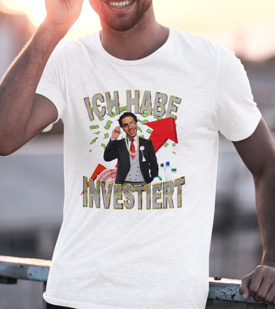 Ich Habe Investiert Money Business Success Visual With Red Arrow And Wealth Elements T-Shirt