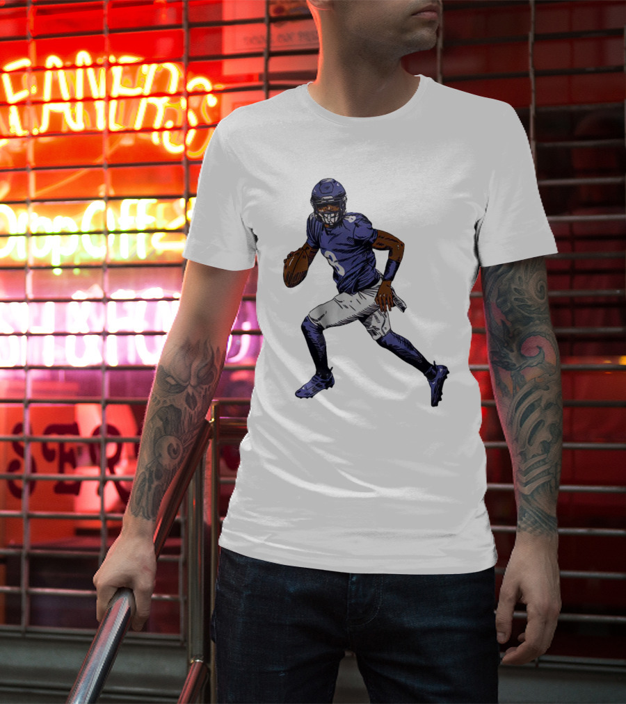 Lamar Jackson Baltimore Ravens Superstar Signature Pose T-Shirt