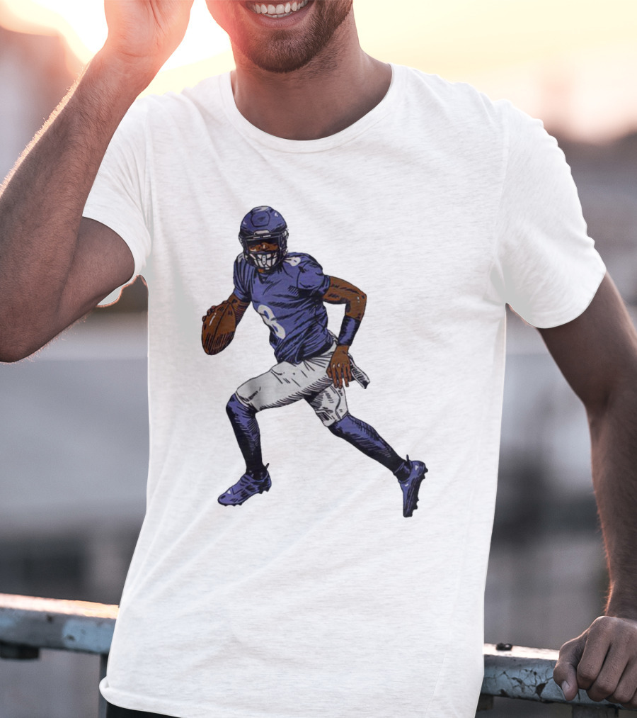 Lamar Jackson Baltimore Ravens Superstar Signature Pose T-Shirt