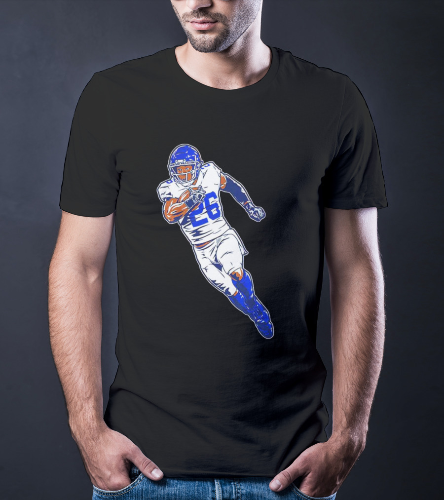 Saquon Barkley New York Giants 26 Superstar Pose Signature T-Shirt