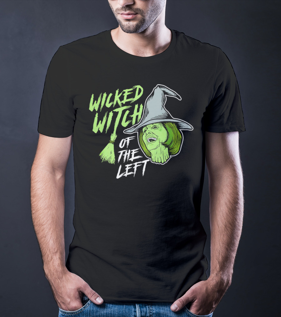 Wicked Witch Of The Left Halloween Pelosi Witch Hat Green Face T-Shirt