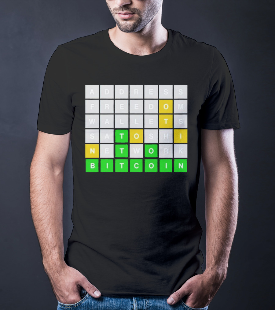 Address Freedom Wallets Satoshi Network Bitcoin Word Game T-Shirt