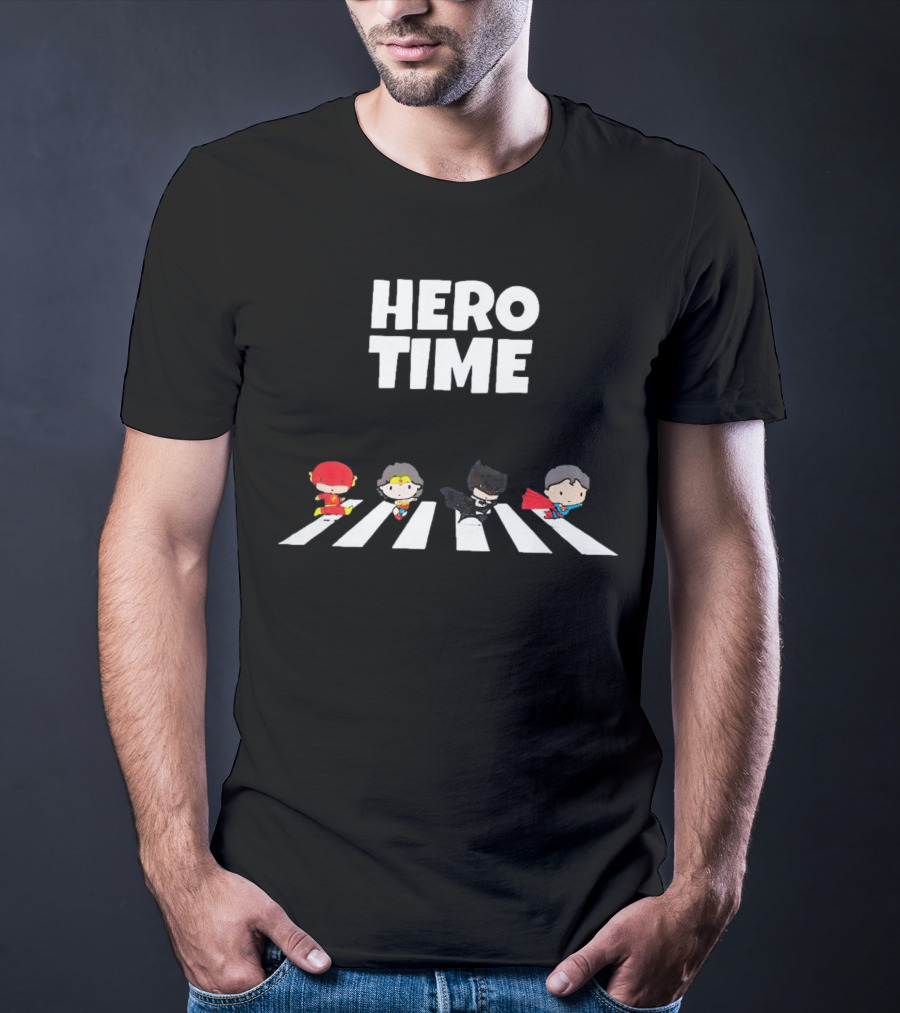 Hero Time Flash Wonder Woman Batman Superman Abbey Road T-Shirt