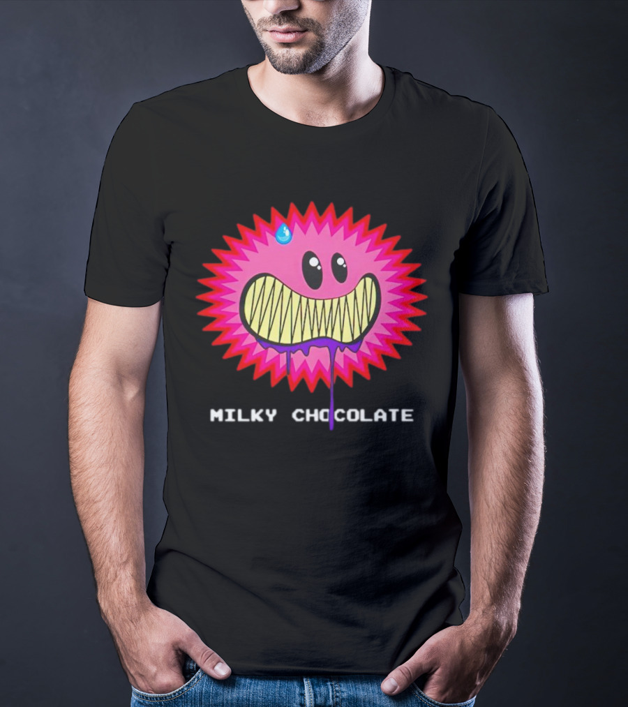 Milky Chocolate Happy Face With Dripping Mouth And Sweat Drop Comic T-Shirt