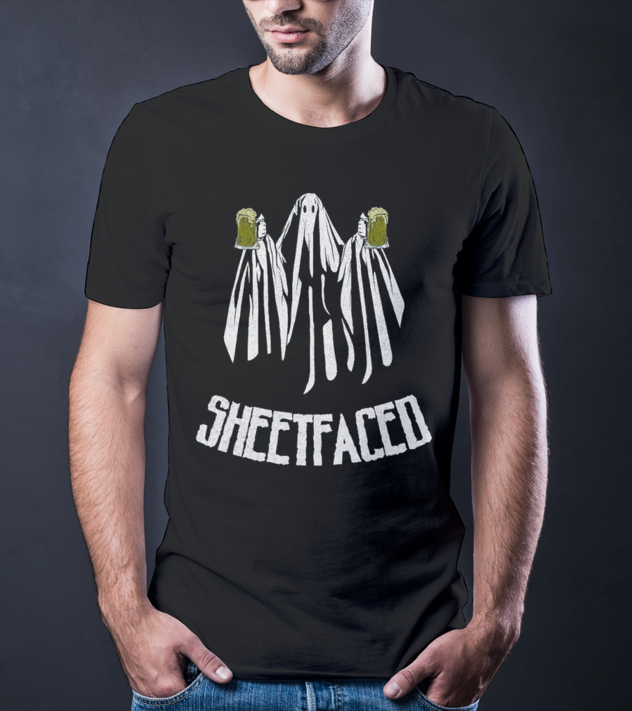 Sheetfaced Ghosts Holding Beer Halloween T-Shirt