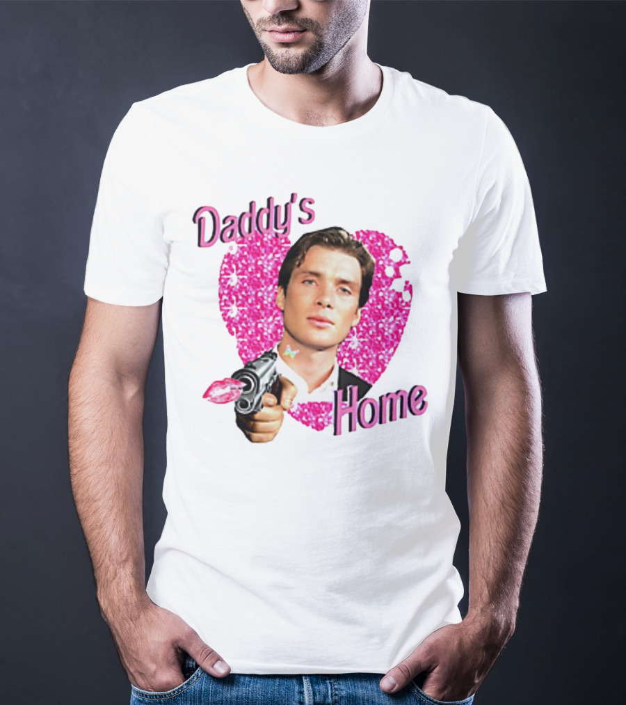 Daddy's Home Pink Glitter Heart Cillian Murphy Gun T-Shirt