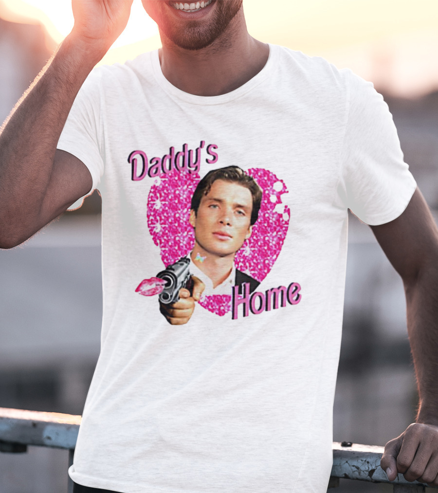 Daddy's Home Pink Glitter Heart Cillian Murphy Gun T-Shirt