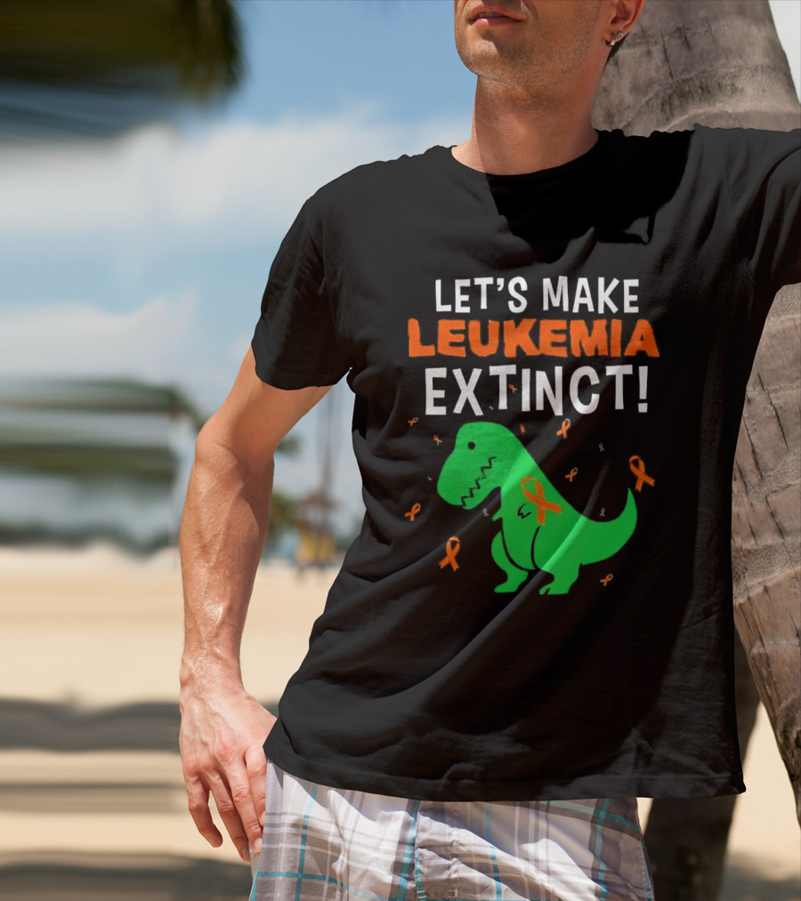 Let's Make Leukemia Extinct Dinosaur With Orange T-Shirt