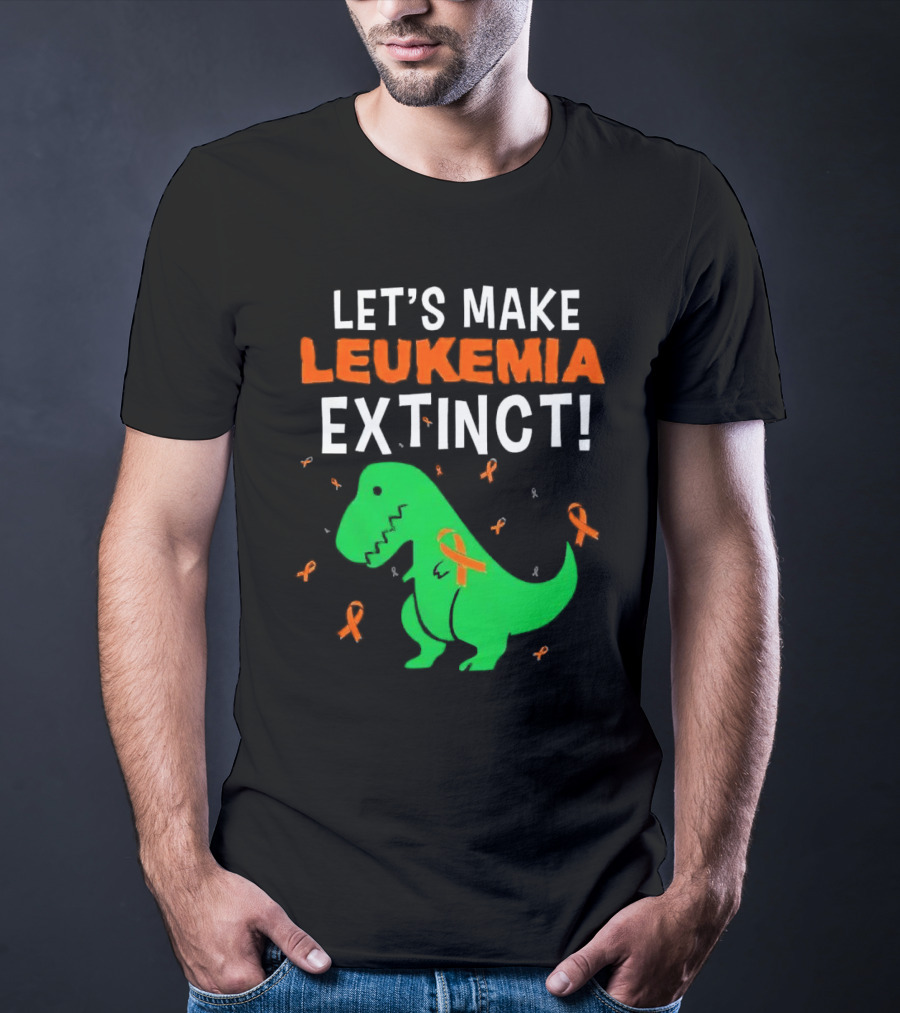 Let's Make Leukemia Extinct Dinosaur With Orange T-Shirt