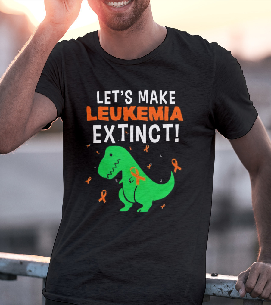 Let's Make Leukemia Extinct Dinosaur With Orange T-Shirt