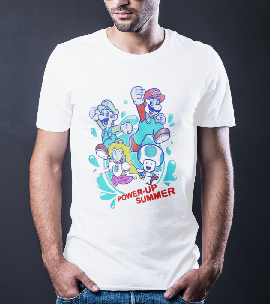 Power-Up Summer Mario Luigi Princess Peach Dynamic Adventure T-Shirt