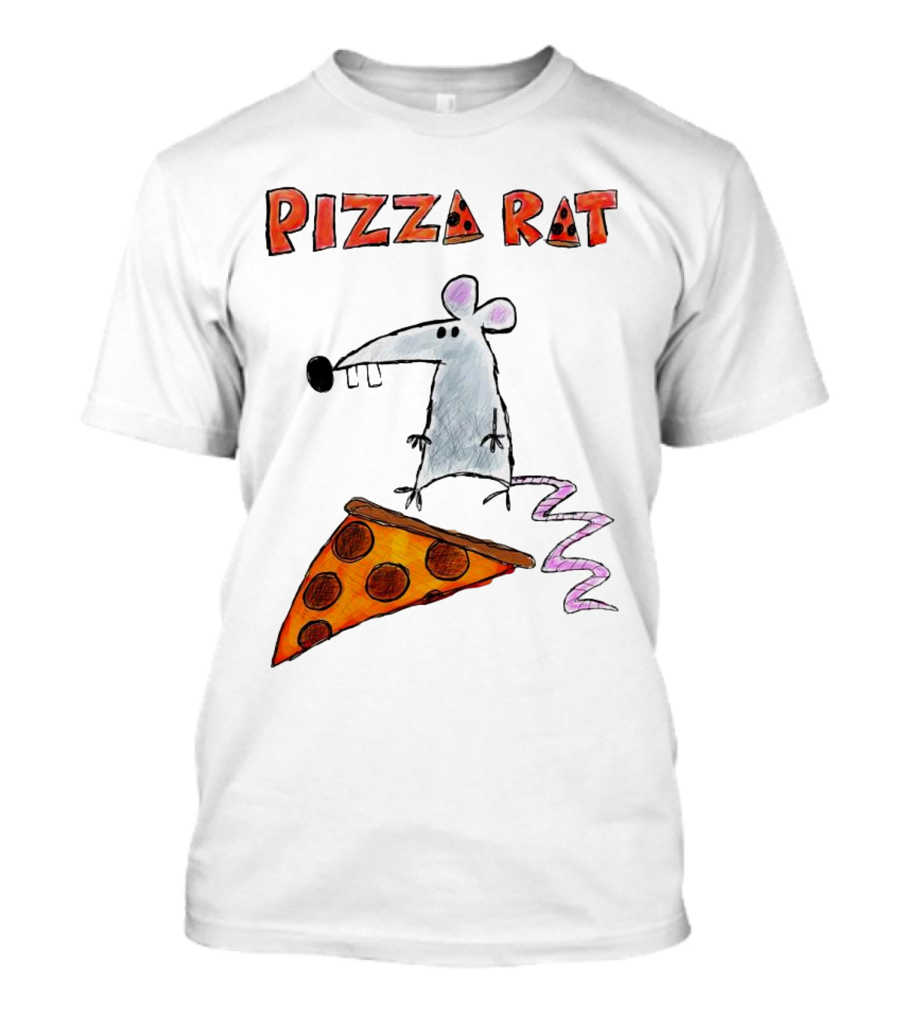 Pizza Rat Riding Pepperoni Slice With Whimsical Cartoon T-Shirt