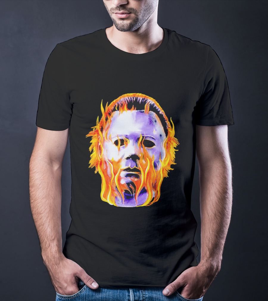Michael Myers Flaming Mask Halloween Horror T-Shirt