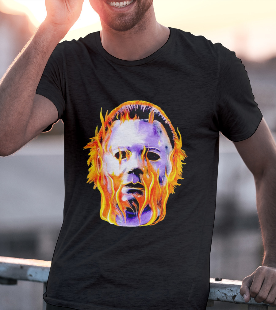 Michael Myers Flaming Mask Halloween Horror T-Shirt