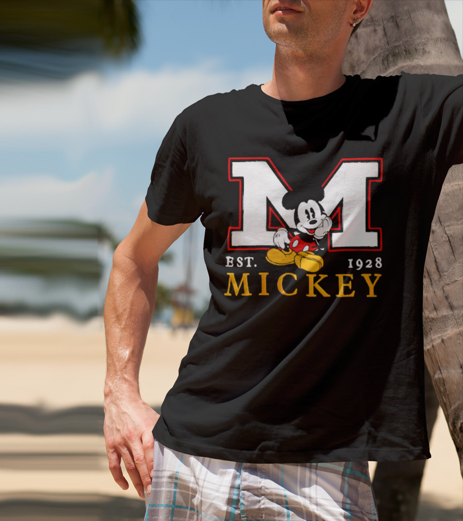 Disney Mickey Large M Logo Est 1928 Relaxed T-Shirt