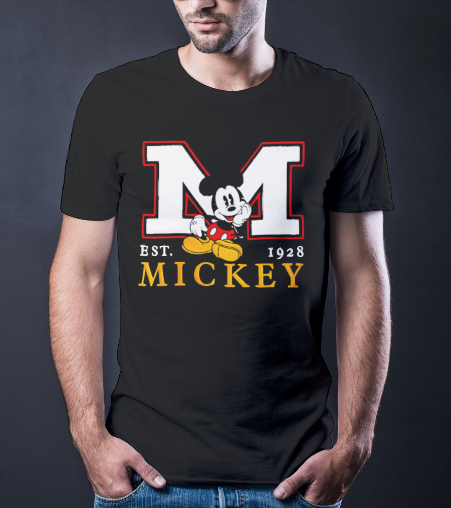 Disney Mickey Large M Logo Est 1928 Relaxed T-Shirt