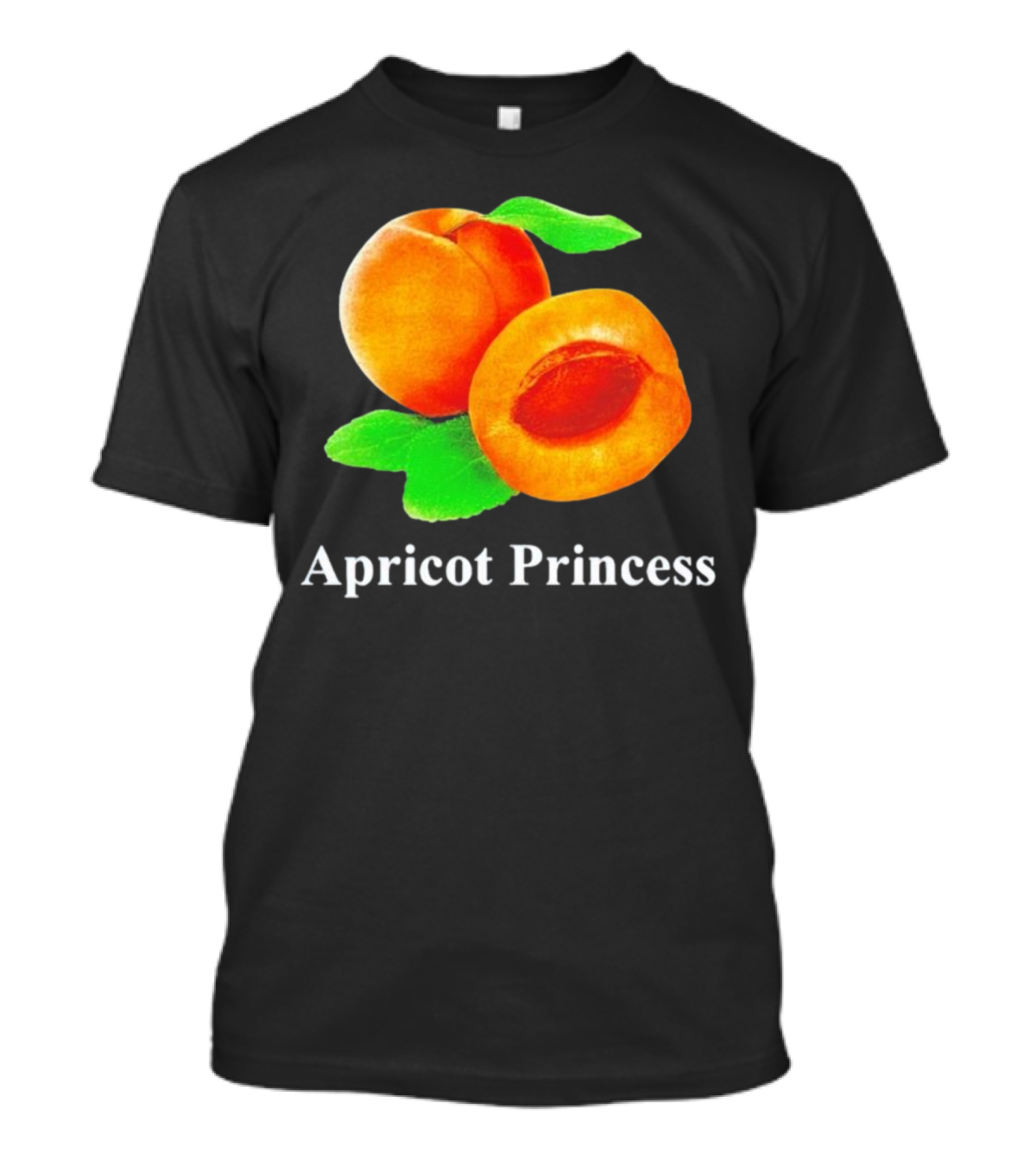 Apricot Princess Fruit Illustration With Leaf Detailing T-Shirt