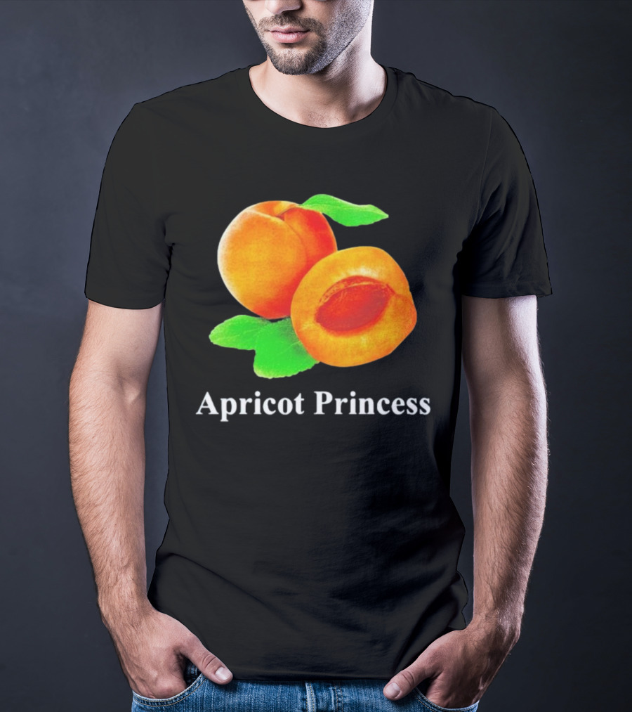 Apricot Princess Fruit Illustration With Leaf Detailing T-Shirt