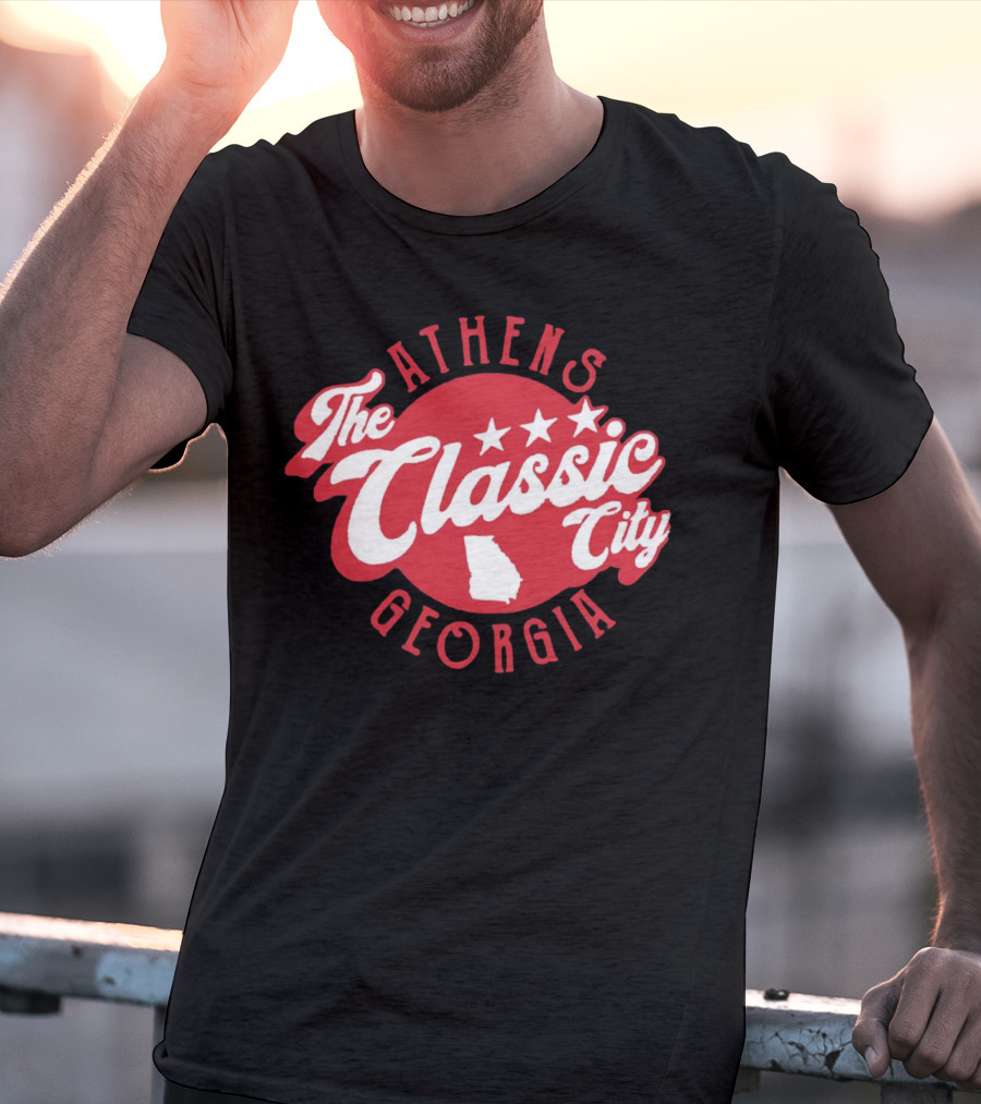 Athens Georgia The Classic City Stars Red Badge T-Shirt