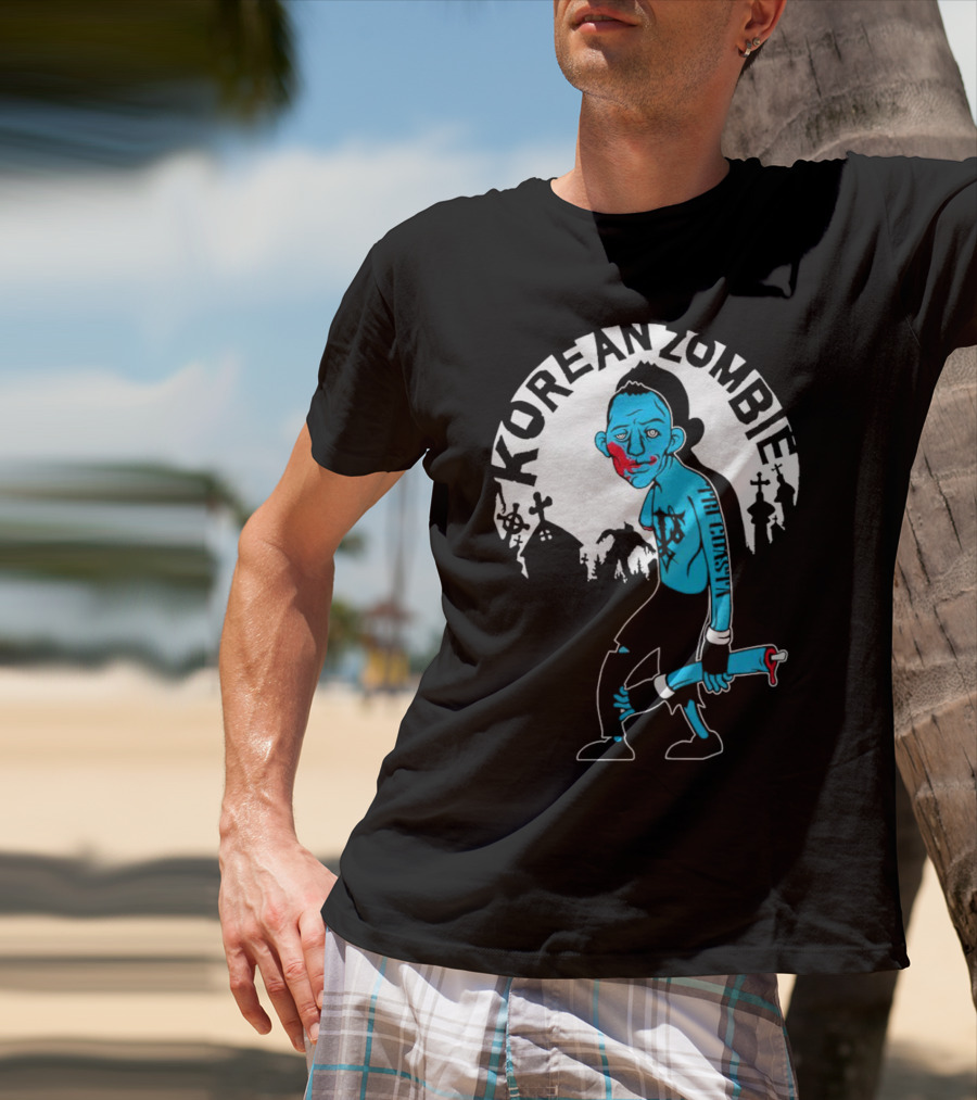 Tri-Coasta Korean Zombie Fighter With Cemetery Background T-Shirt