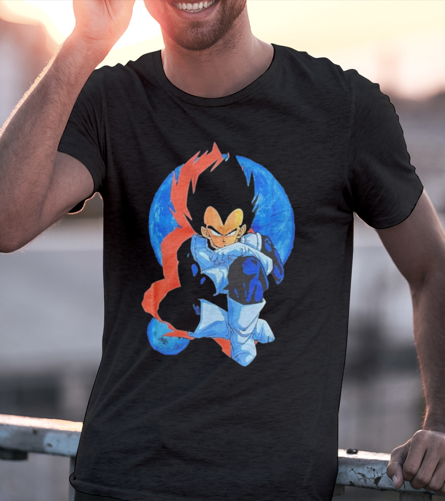 Vegeta Jobber Saiyan Warrior Anime Character Sitting Pose Dragon Ball Z T-Shirt