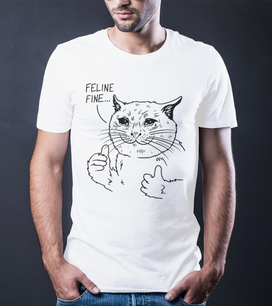 Feline Fine Thumbs Up Cat T-Shirt