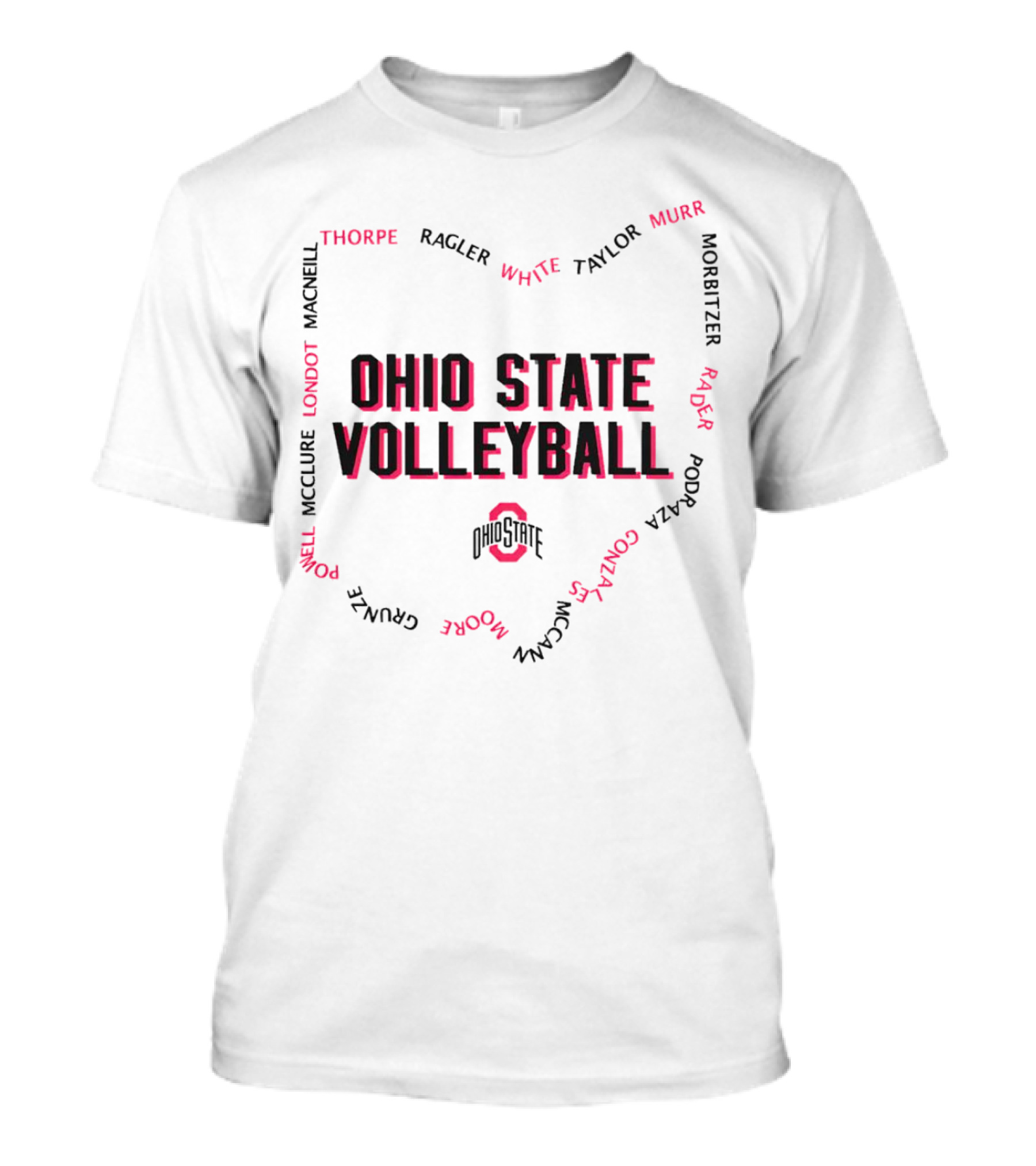 Ohio State Volleyball Team Roster Names Shield T-Shirt