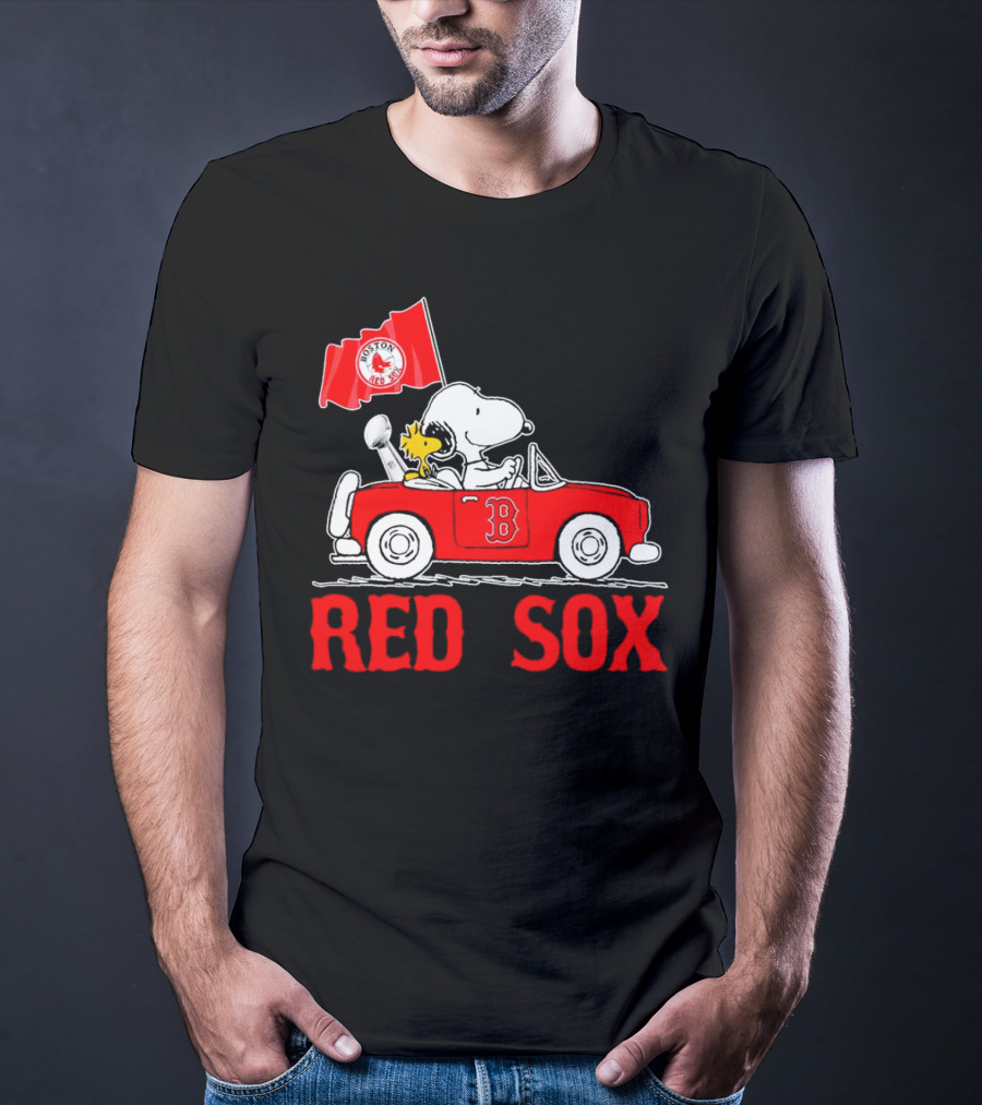 Red Sox Snoopy Woodstock Boston Red Sox Peanuts Car T-Shirt