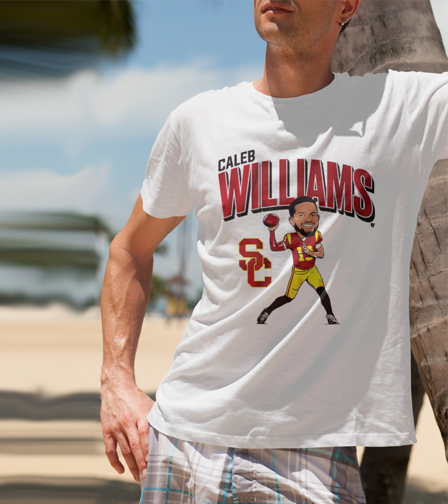 Caleb Williams USC Trojans Football Caricature With SC T-Shirt