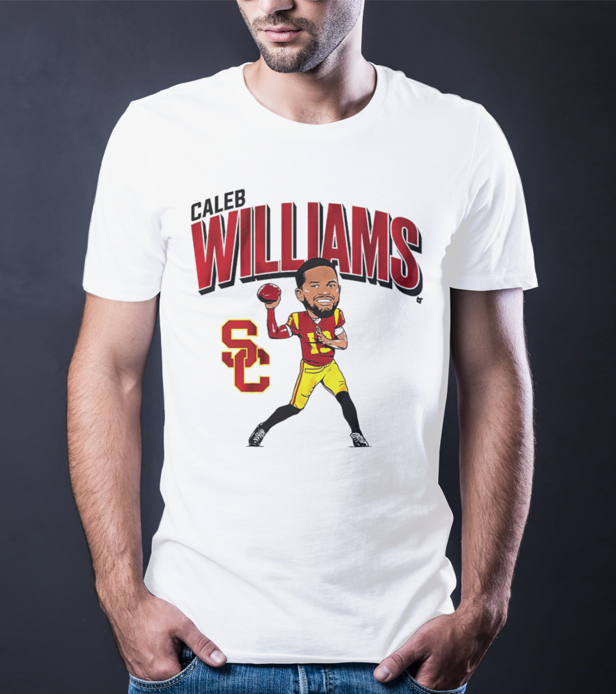 Caleb Williams USC Trojans Football Caricature With SC T-Shirt