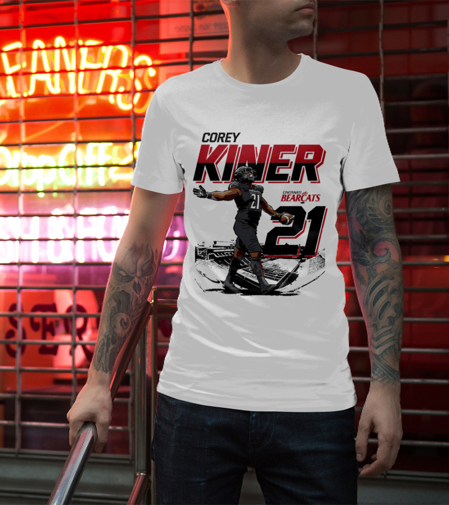Corey Kiner 21 Cincinnati Bearcats Football Stadium T-Shirt