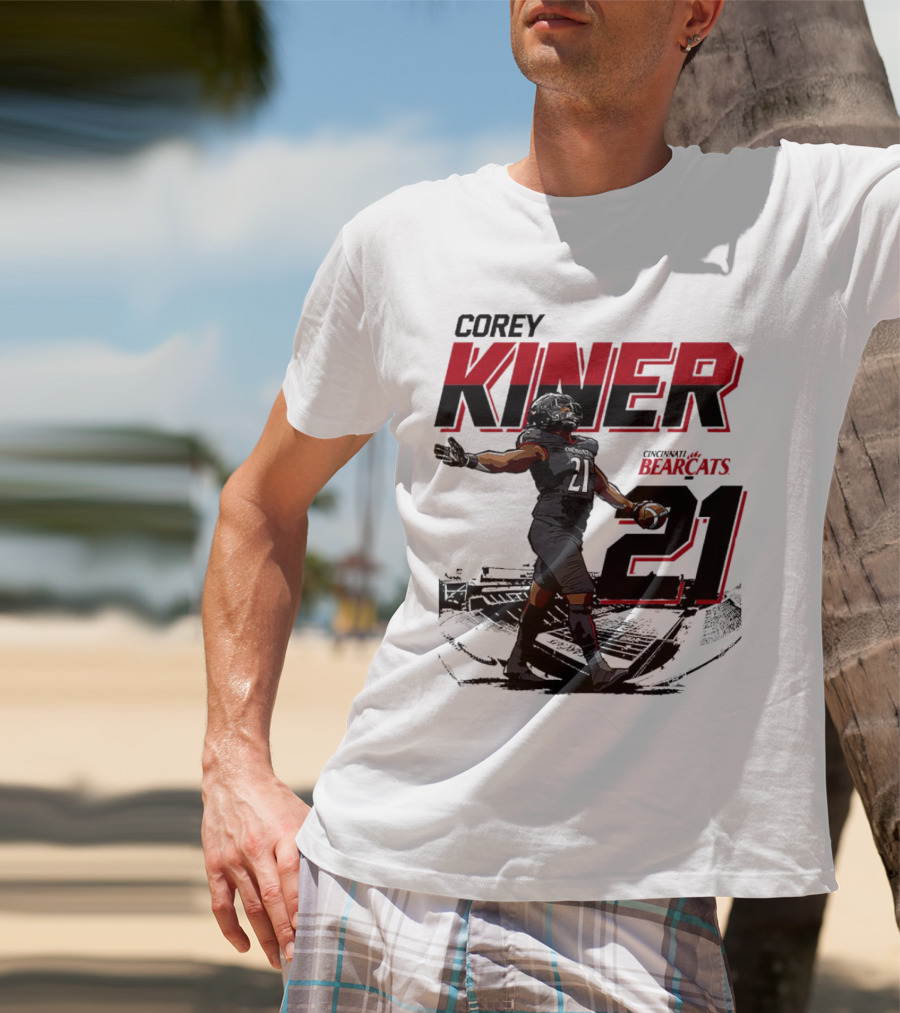 Corey Kiner 21 Cincinnati Bearcats Football Stadium T-Shirt