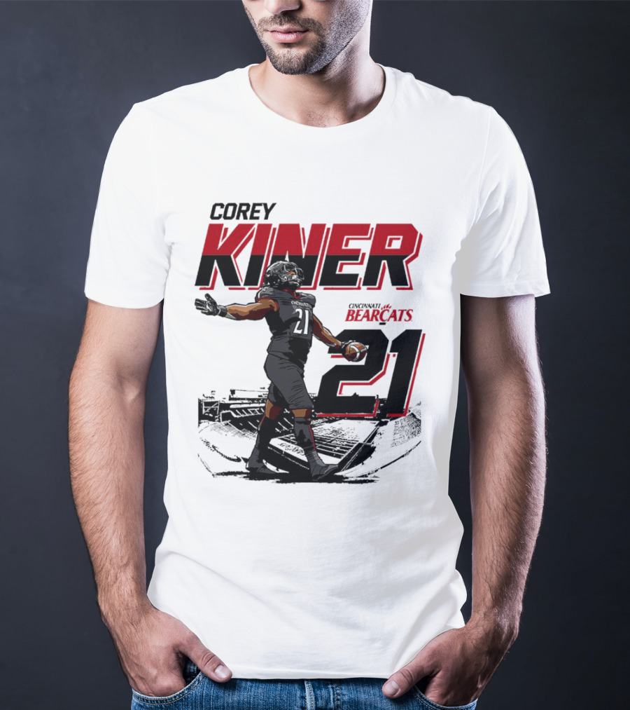 Corey Kiner 21 Cincinnati Bearcats Football Stadium T-Shirt