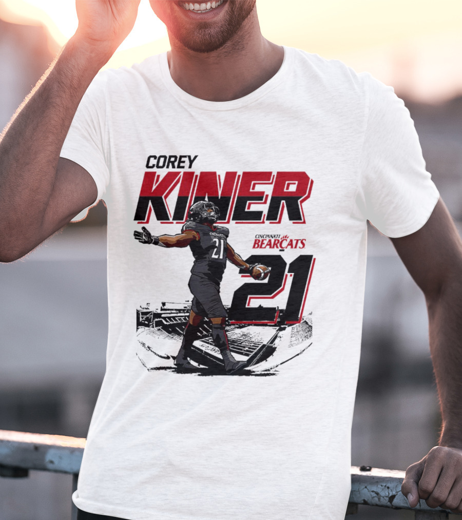 Corey Kiner 21 Cincinnati Bearcats Football Stadium T-Shirt
