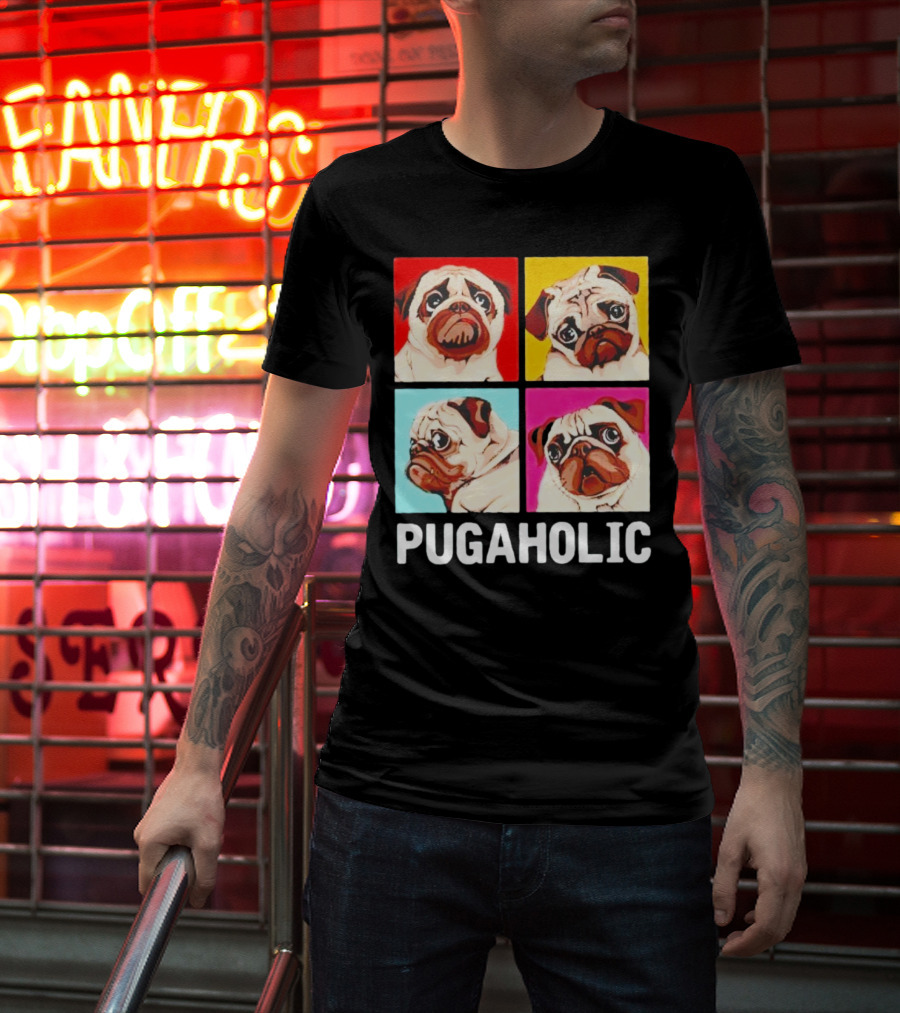 Pug Dog Pop Art Pugaholic T-Shirt