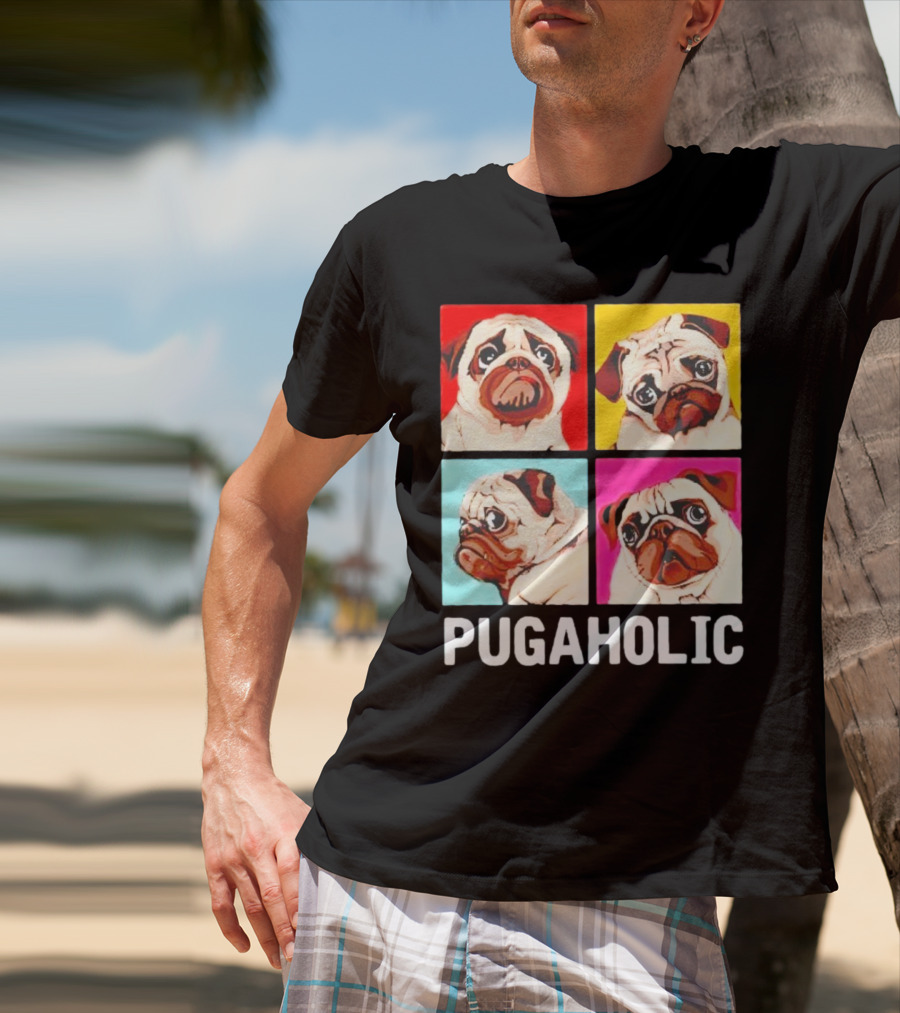 Pug Dog Pop Art Pugaholic T-Shirt