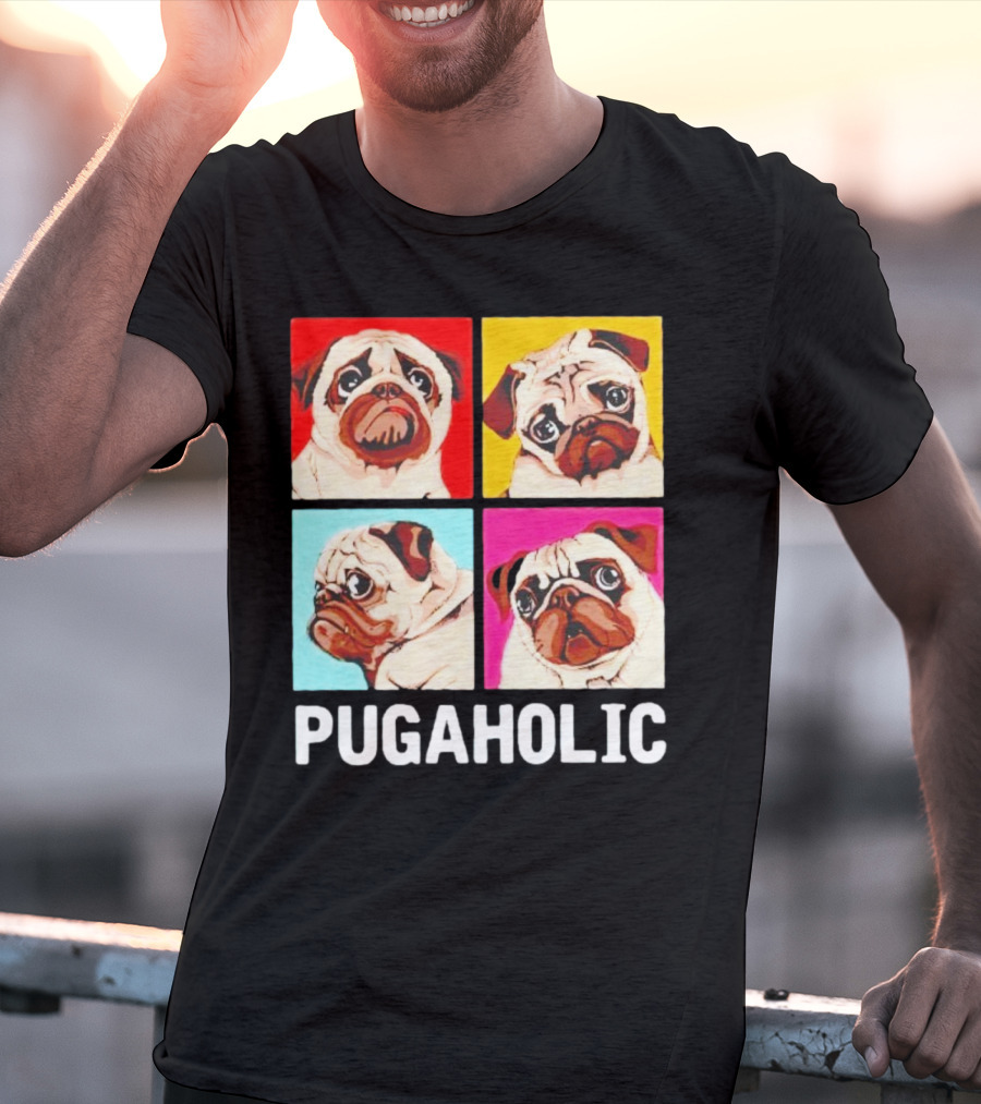 Pug Dog Pop Art Pugaholic T-Shirt