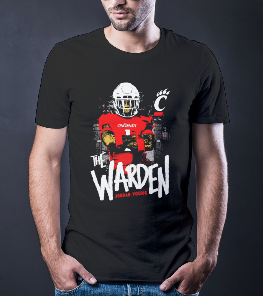 The Warden Jordan Young Cincinnati Bearcats Football Guardianship T-Shirt