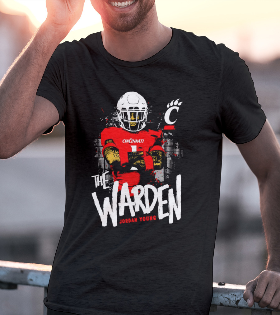 The Warden Jordan Young Cincinnati Bearcats Football Guardianship T-Shirt