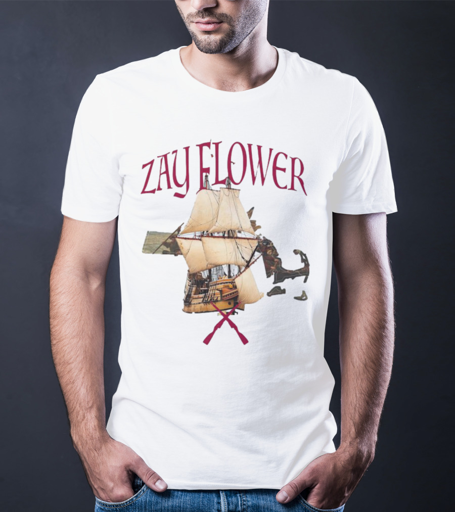 Zay Flower Sailing Ship With Crossed Oars T-Shirt